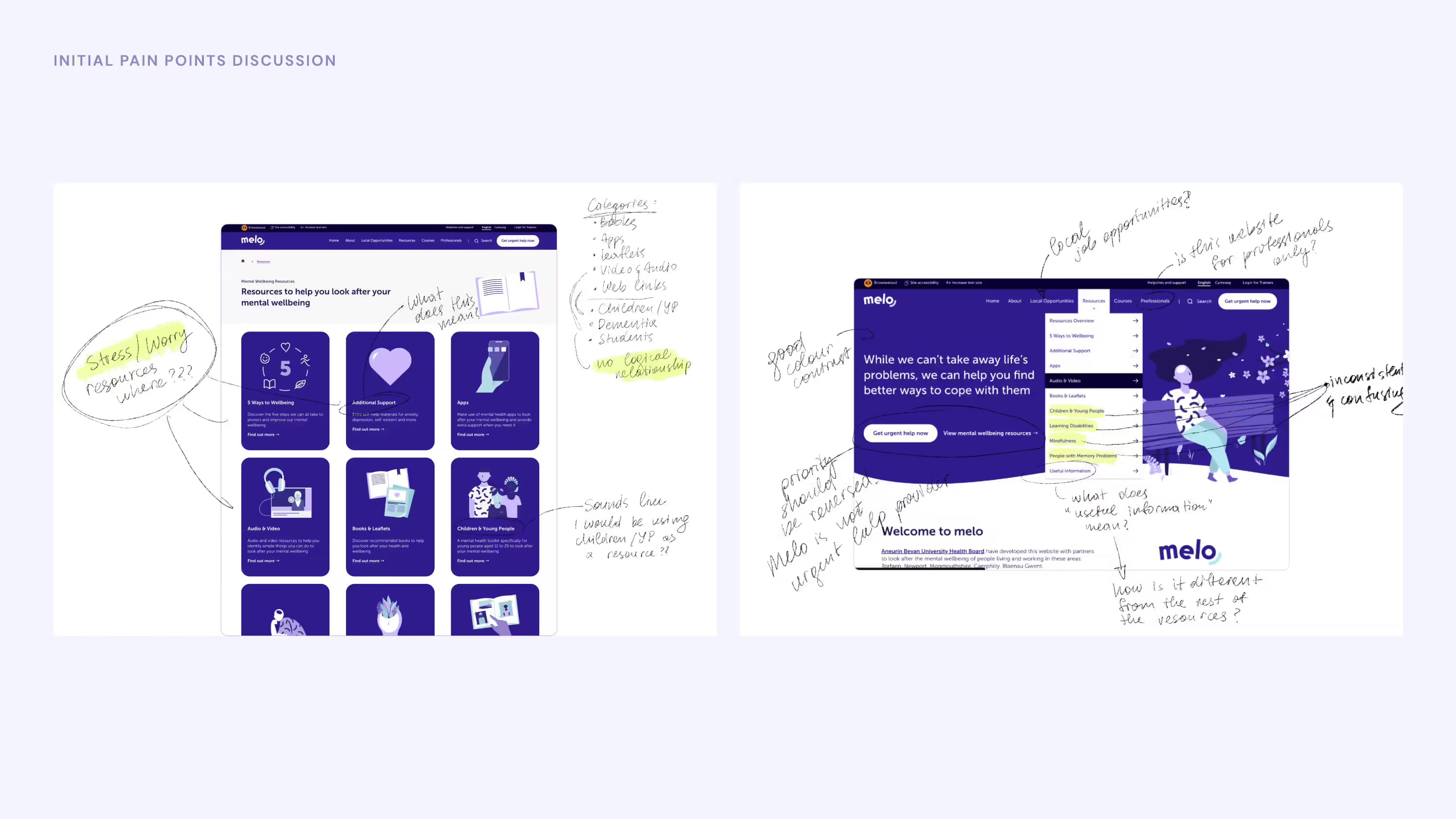 Two sheets of printed web pages with penciled notes