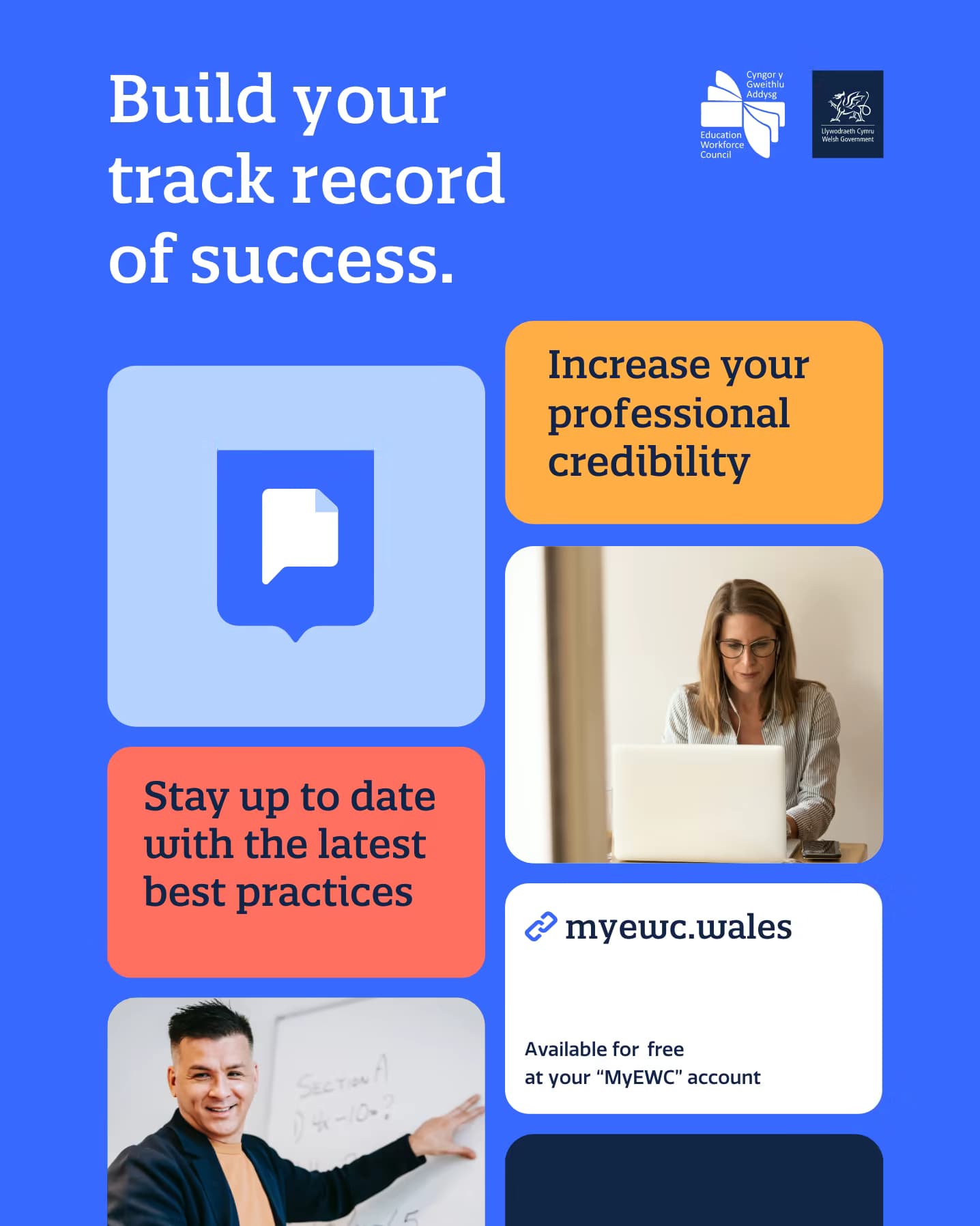 A promotional poster for PLP: Build your track record to success